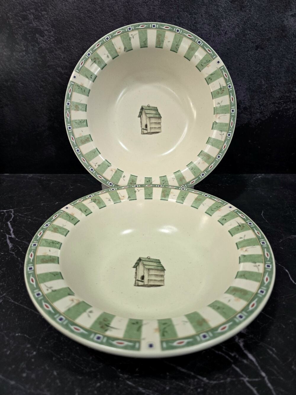 Set Of 2 Pfaltzgraff Portfolio Naturewood 7¼" Soup/Cereal Bowls Rimmed